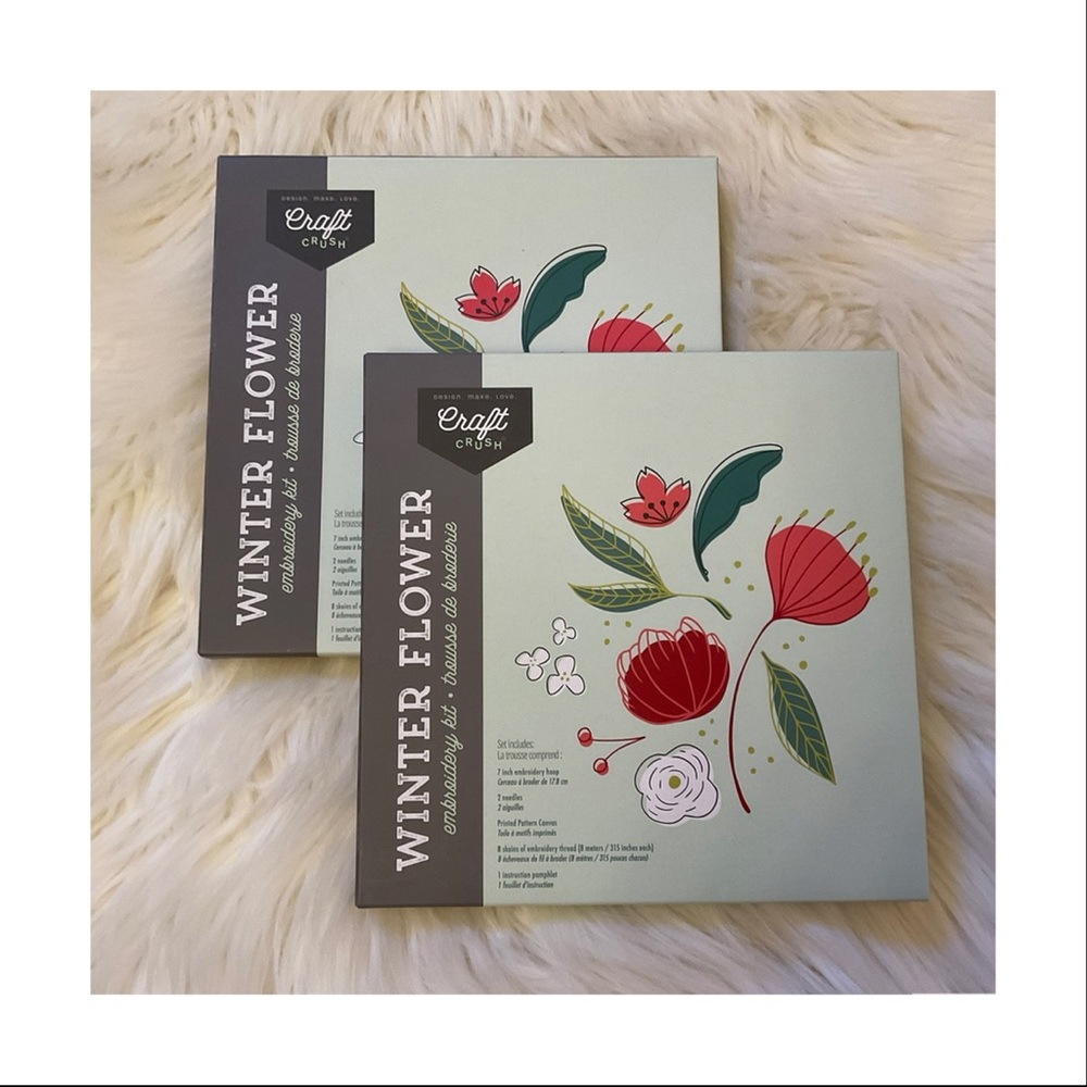 Craft Crush Winter Flower Embroidery Kit - New in Box x2